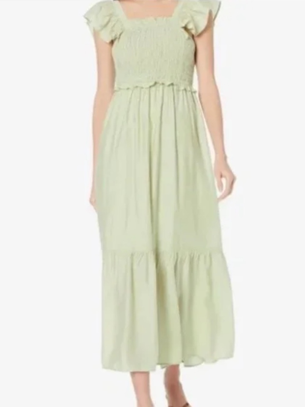 Moon River Smocked Ruffle Sleeve Maxi Dress Sage Green Size Medium Spring Summer - Picture 1 of 8